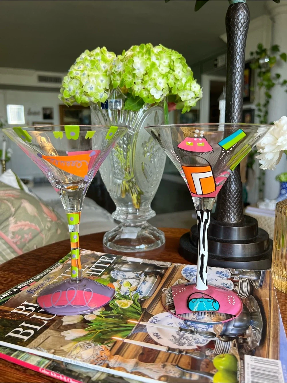 Set of 2 Lolita Love My Martini Glasses Hand Painted Cosmopolitan&Shopaholic Too